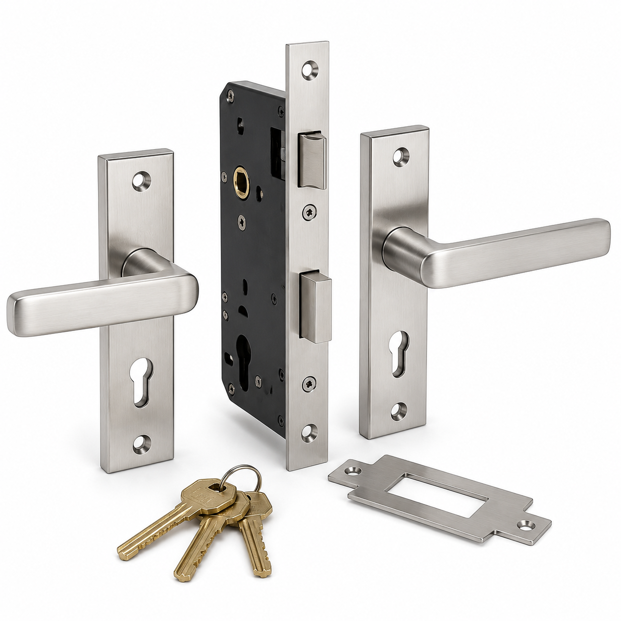 Premium Mortise Door Lock Set – Stainless Steel Handle & Lock Body